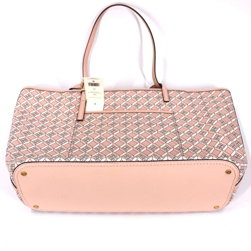 Tory Burch Geo Logo Tote NEW Zip Top Dusted Blush Pink Shoulder Bag Handbag - Picture 6 of 8